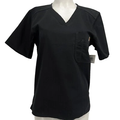 NWT Carhartt Women's V-neck Pocket Utility Black Scrub Top Size XS - Image 1 of 4