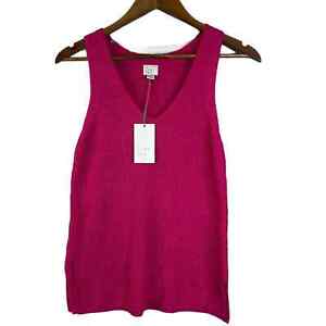 A New Day NWT Women's Pink V Neck Sleeveless Cotton Blend Tank Sweater Size S