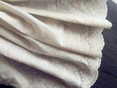 16.9“ Width Super Wide Eyelet Floral Embroidery Cotton Lace Trim By The Yard DIY - Image 1 of 4