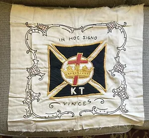 Vintage Maine Fund - Frühe Ritter Templer Freimaurer handbestickt Stück 21x21 - Bild 1 von 10
