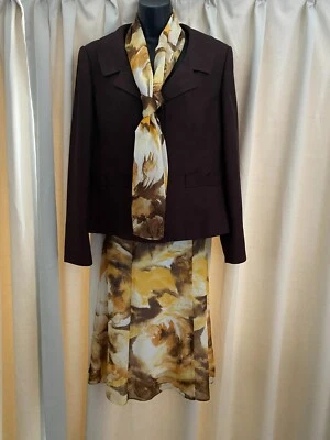 Le Suit Mujer Trajes Marrón Top Multicolor Falda S 10 Bufanda Incluida Foto 1 de 4