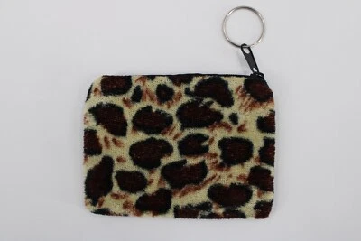 Bolsa de moedas de tecido com chaveiro anel estampa de leopardo design moda animal nova sem etiquetas - Imagem 1 de 4