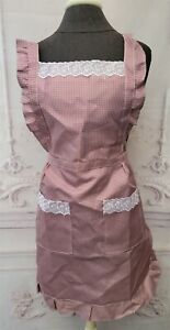 Victorian Trading Co Provencal Burgundy Gingham Pinafore Apron 47D