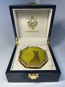 Faberge Lime Green Guilloche Enamel Jewelry Casket Box - Picture 1 of 11