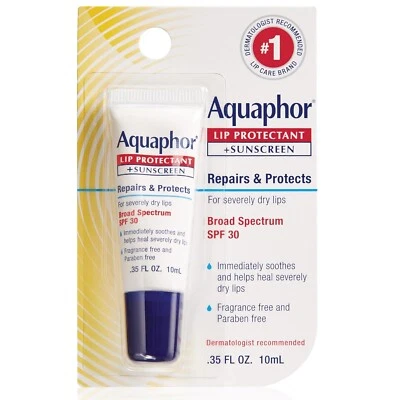 Aquaphor Ungüento protector labial y protector solar FPS 30 para labios agrietados, 0,35 oz Foto 1 de 4