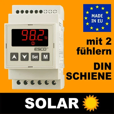 SOLARREGLER sonne Kollektor WarmWasser Temperaturdifferenzregler +2 Fühler DIN - Bild 1 von 4