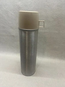 Vtg Thermos 2484H  Aluminum Ribbed Bottle 1 Quart USA 13 1/2” polly red top - Picture 1 of 5