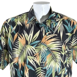 Cooke Street Hawaiian Shirt 2XL Tropical Leaves Floral Black Orange Green - Picture 1 of 6