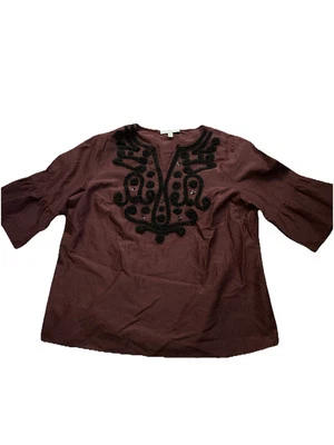 Blusa Talbots RSVP para mujer talla Mp manga campana seda algodón borgoña Foto 1 de 4