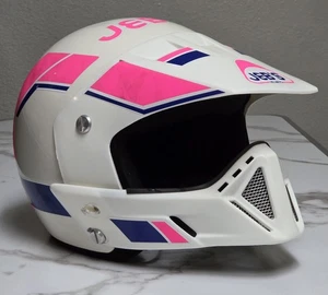 Vintage JEB'S White & Pink Motorcycle Helmet Motocross SIZE SMALL 56 GR.1050 - Picture 1 of 24