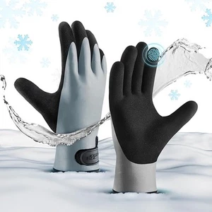 NUEVO CON ETIQUETAS ~ Guantes de trabajo térmicos cálidos de invierno recubiertos de goma impermeables con pantalla táctil ~ S - Imagen 1 de 6