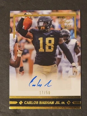 2021 Leaf Ultimate Draft Carlos Basham Jr  Auto Gold Leaf Rookies /50 #GLR-CBJ - Image 1 of 2