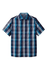 KingSize Men's Big & Tall Short-Sleeve Plaid Sport Shirt - 2XL, Classic Teal - Picture 1 of 6