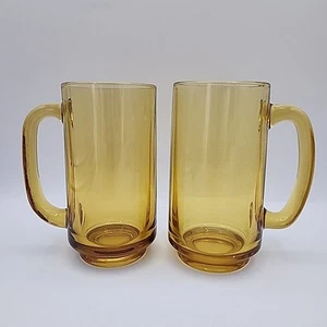 Tazza vintage anni 50 Hazel Atlas ambra manico a forma di D 14 oz set di 2 - Foto 1 di 9