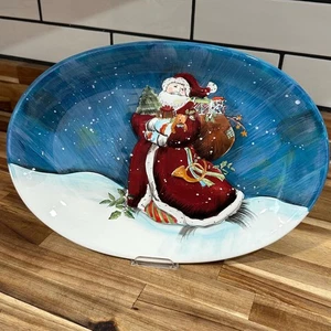 Piatto ovale Susan Winget Babbo Natale - certificato internazionale - 14 1/2” x 10”  - Foto 1 di 12