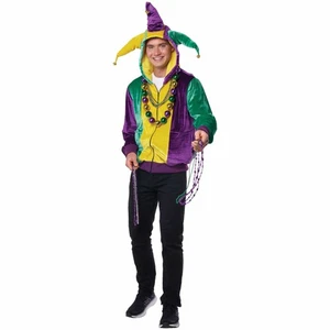 Mardi Gras Jester Moomba Festival Pride Parade Adult Mens Costume Hoodie - Picture 1 of 7