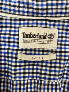 Timberland Slim Fit Button Down Collar Blue White And Brown Check Size Large - Picture 1 of 6