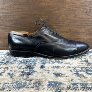 Scarpa elegante Oxford ALLEN EDMONDS Park Avenue 5615 in pelle nera con cappuccio da uomo taglia 9D - Foto 1 di 17