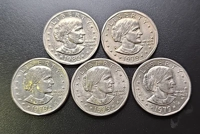 LOT OF (5)**SUSAN B. ANTHONY**1979 & 1980** ONE DOLLAR COINS - Image 1 of 2