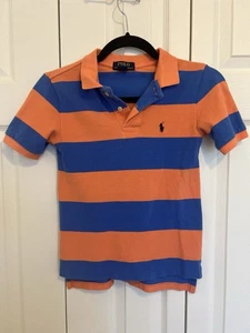 Polo by Ralph Lauren Kids Orange and Blue Striped Polo Shirt size S - Picture 1 of 3