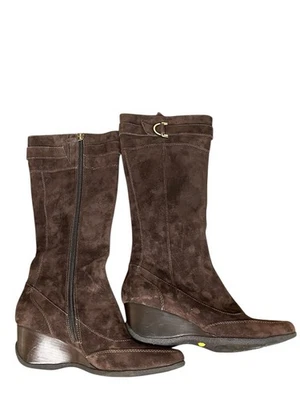 Bota de couro camurça CIRCA JoanDavid CJTONIA ocidental hippie anabela panturrilha zíper alto 11 - Imagem 1 de 4