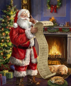 RILEY BLAKE "CHRISTMAS TIME IS HERE" #P10744 - NICE SANTA FA RIC PANEL 36"X44" - Picture 1 of 1