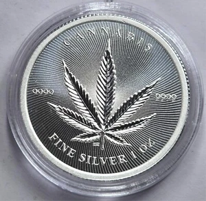 Cannabis 2024 1 oz Repubblica Ciad moneta argento .999 - Foto 1 di 2