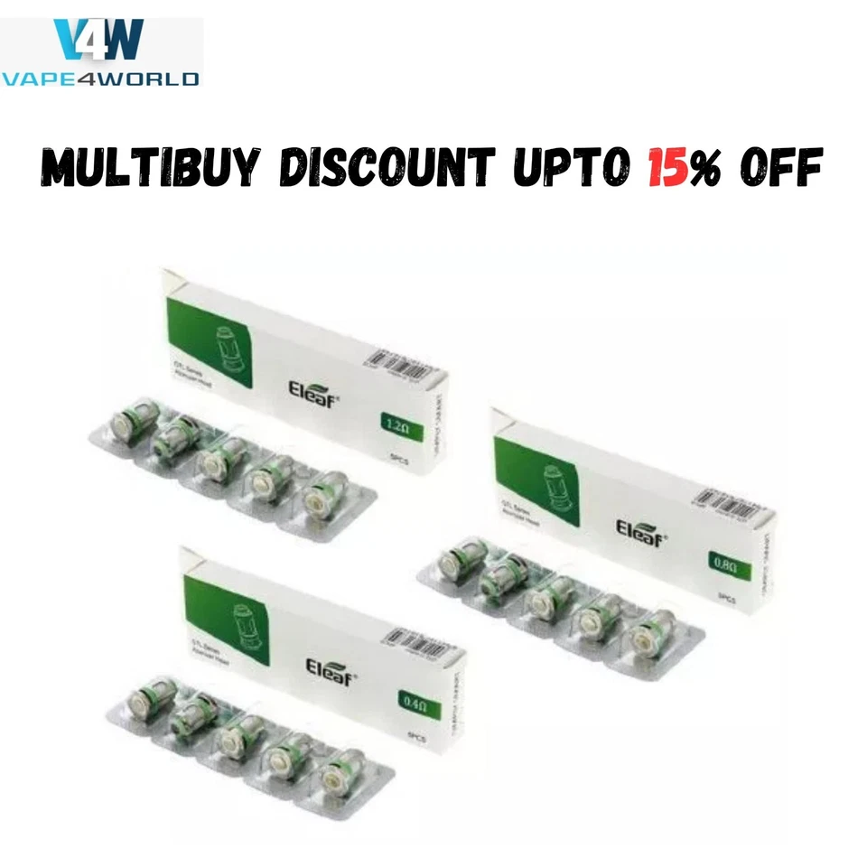 ELEAF GTL Coils 0.4Ω 0.8Ω 1.2Ω Pack of 5 Replacement Coils 0.4ohm 0.8ohm 1.2ohm - Image 1 of 1