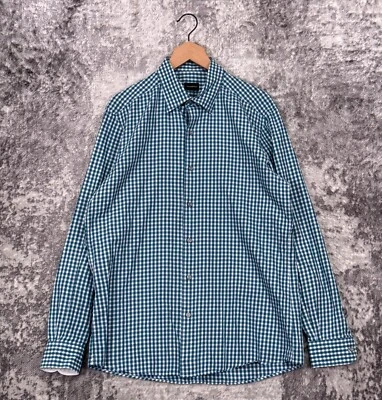 Ermenegildo Zegna Shirt Large Mens Green Check Plaid Button Down Long Sleeve - Image 1 of 4