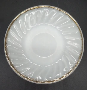 Fire King Milk Glass Saucer Shell Pattern Gilded Gold Edge Mid Century Vintage - Picture 1 of 9