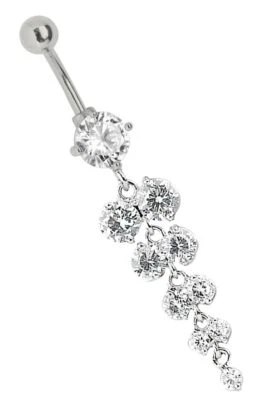 Piercing Ombelico Gioielli Banana Spina con Zirconia E Cristallo Grappolo Uva - Immagine 1 di 3
