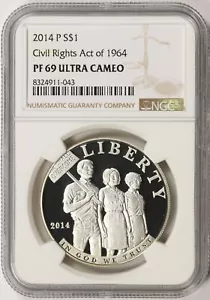 2014-P $1 Civil Rights Act of 1964 Silver Dollar Commem NGC PF69 Ultra Cameo - Picture 1 of 2