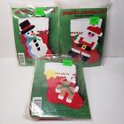 VTG 80s Christmas Plastic Canvas Sewing Kit Lot of 3 with Small Stockings Sealed