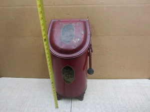 VINTAGE ANTIKE VIKTORIANISCHE TOLE KOHLEHAUBE SCHAUFELKASTEN KAMINTONNE MIT ZANGE LÖWENKOPF - Bild 1 von 24