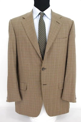 Oxxford Clothes 3Btn Traje Chaqueta Abrigo Deportivo Marrón Tostado Azul Cuadros Lana 42L Foto 1 de 4