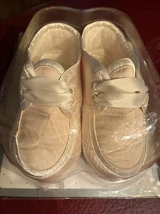 NIB Sarah Louise CREAM Double SATIN SILK Tie Baptism Formal Baby Shoes 8-12 Mos. - Picture 1 of 11