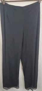 JS Collection Black Palazzo Pants Sheer Overlay Size 14 - Picture 1 of 6