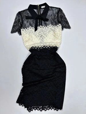 Vestido Vaina Sandro Paris Encaje Cuello Atado Talla 2/US 6/UK 10/M/Cóctel Elegante Foto 1 de 4