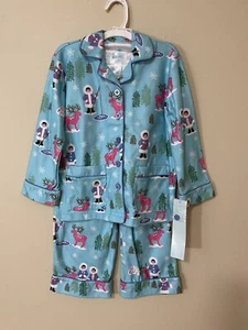 Nick & Nora Kids Holiday Winter Blue Eskimo PJ Pajama Set Size XS 4/5 - NWT! - Picture 1 of 8