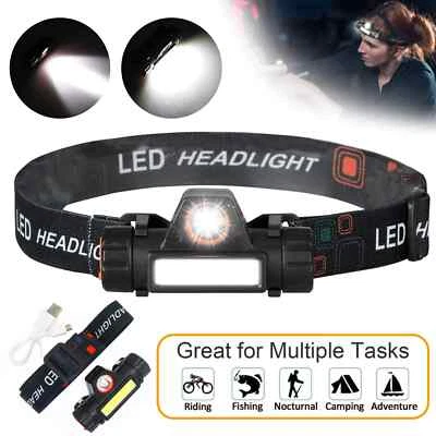 KIT 500 Lumens USB Rechargeable Ultra Bright LED COB HeadLamp  Flashlight - Image 1 of 4