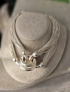 Ross Simons Sterling silver multi strand chain Ring bracelet Italy - Picture 1 of 10