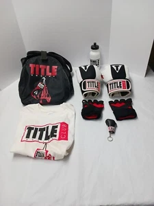 TITLE BOXING CLUB GLOVES GEL ENFORCED LINING BLACK WHITE 12OZ. W/extras See Pics - Picture 1 of 16