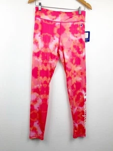Champion Girls Compression Leggings Pink Tie Dye Script Logo Stretch XL New - Picture 1 of 9