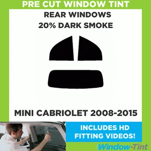 Per Mini Cabriolet 2008-15 Kit Tinta Finestre Pretagliata 20% Pellicola Tinta Posteriore Scura - Foto 1 di 9