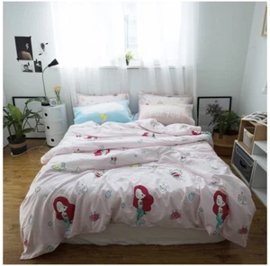 Mermaid Duvet Cover Queen Light Pink Kids Girls 3 Pieces 100%Cotton No Comforter - Picture 1 of 10
