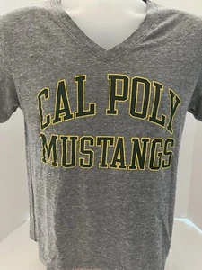 Cal State Poly Mustangs Original League V-Neck Womens T-Shirt Gray Size Small - Picture 1 of 8