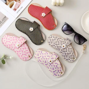 Portable Hanging Wrist Glasses Storage Bag PU Leather Sunglasses Case Protective - Picture 1 of 13