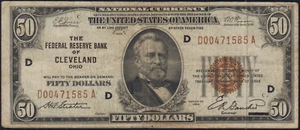 Fr.1880-D 1929 Cleveland $50 Federal Reserve Bank Note VF - Picture 1 of 2