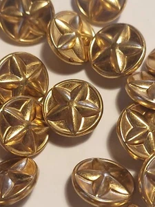24 Brass Metal Star Design Round Buttons, 1/2" New Old Stock - Picture 1 of 3