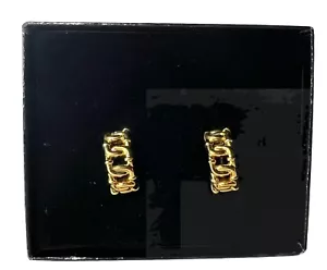 JOAN RIVERS Gold Tone Chain Link Half Hoop Post Earrings NEW in Box - Picture 1 of 2